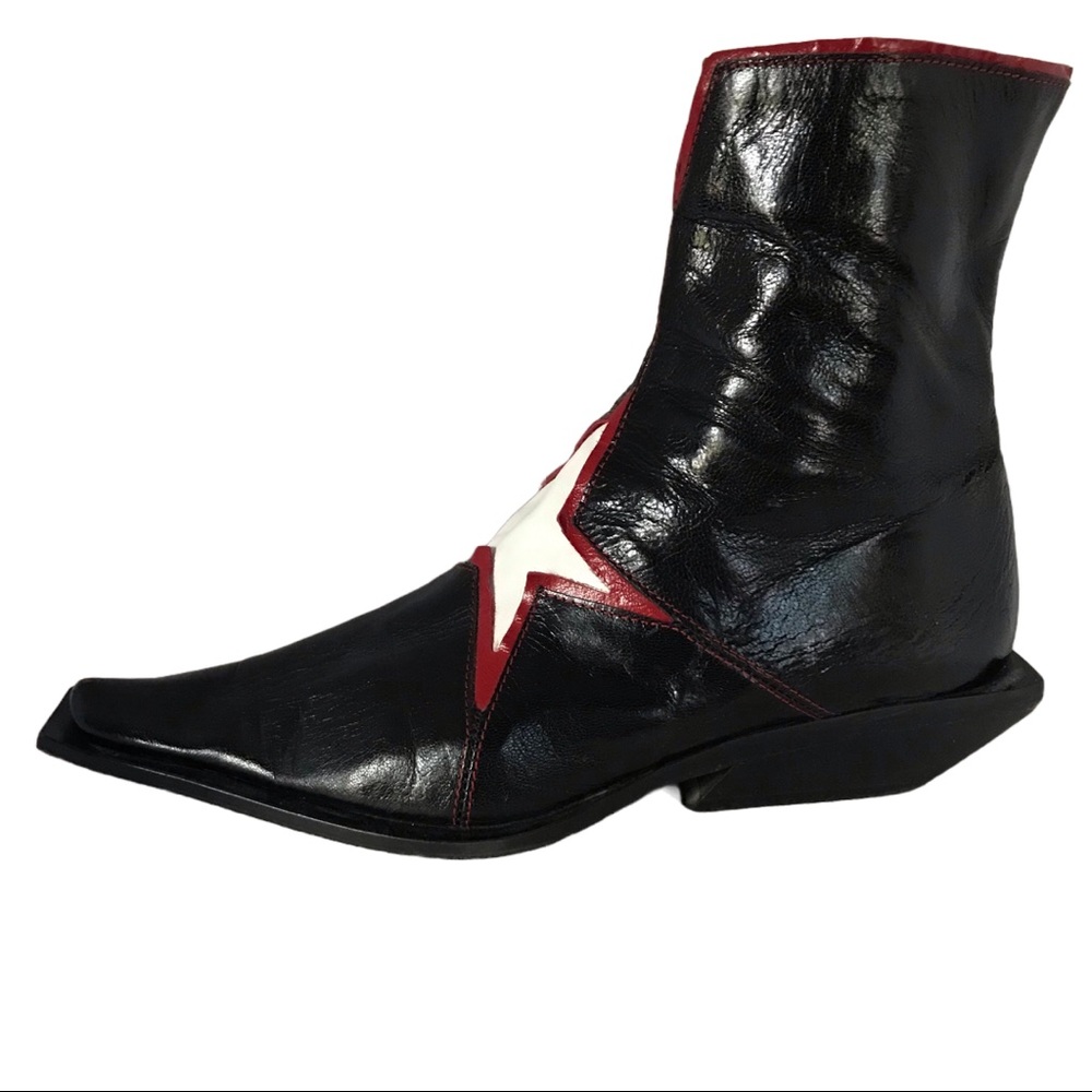 GOFFREDO FANTINI MATERIA PRIMA BLACK, RED AND WHITE STAR DESIGN BOOTS (36) - Picture 2 of 13